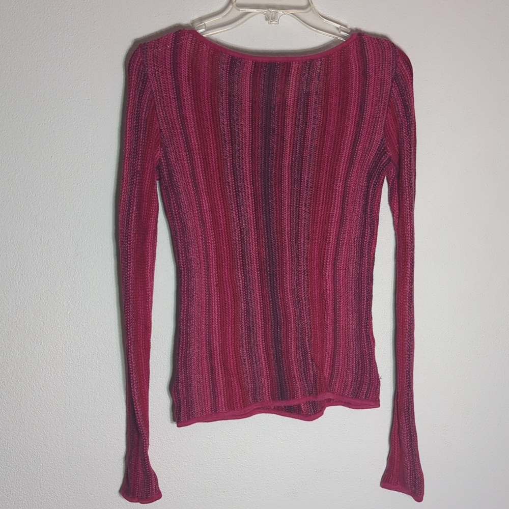 Womens Knit Sweater Silk Cashmere Vintage Y2K Pink Striped Forest Fairy Grunge S - Picture 10 of 11